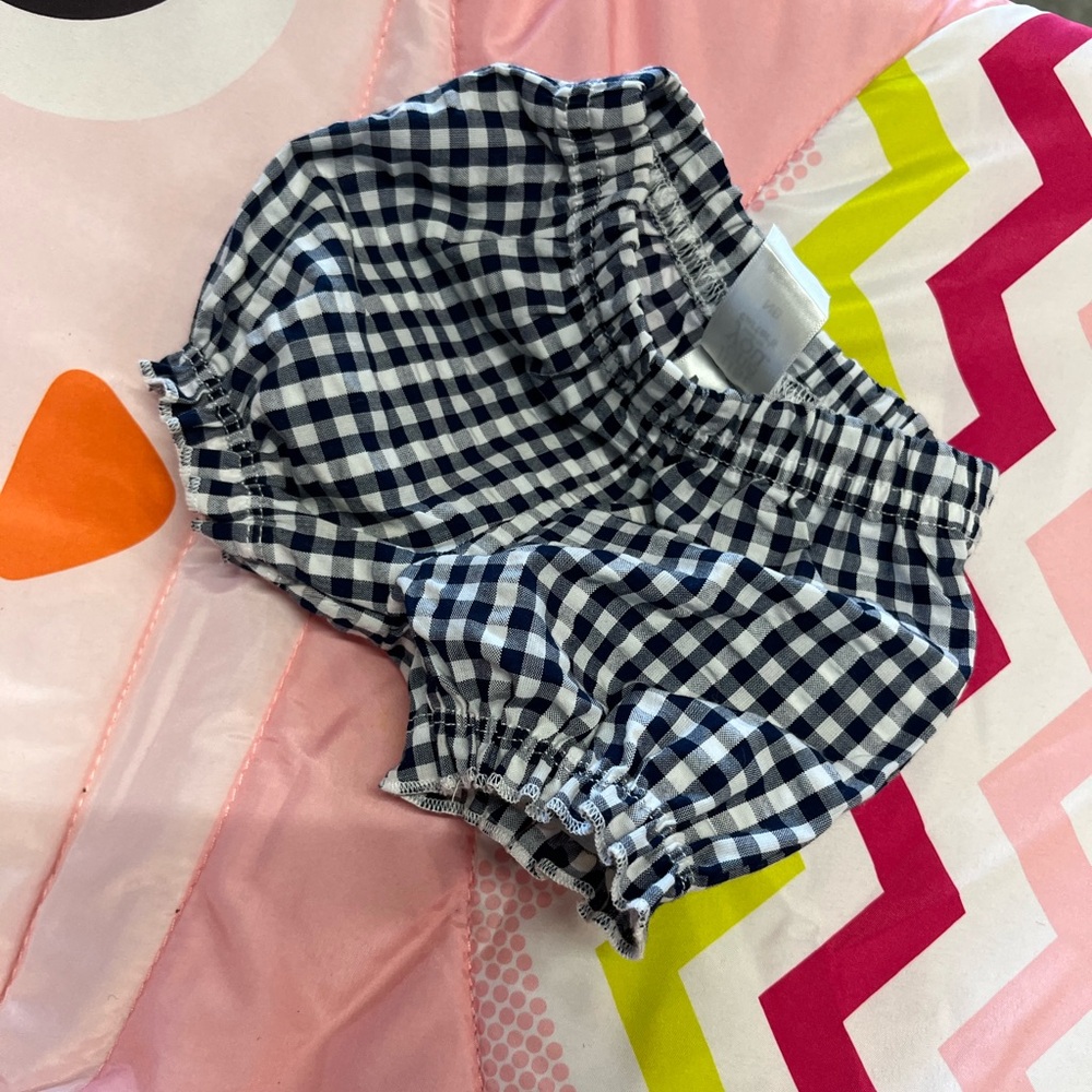 Plaid New Born Elastic Stretch Shorts Black and White so tiny and cute!!